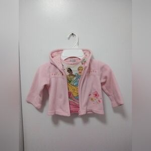 Disney Princess Top & Carter's Flower Fleece Hoodie Bundle Sz 9 Months